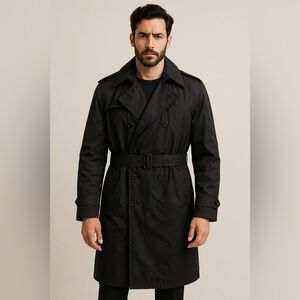 DSCP Garrison Collection Men’s Black Trench Coat 46XL All Weather Military